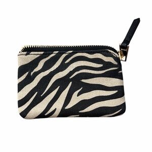 Universal Thread Black and cream anima print Canvas Card holder/coin pouch